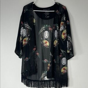 Spirited Away No Face Kimono Cardigan Sheer Black Fringe Studio‎ Ghibli
